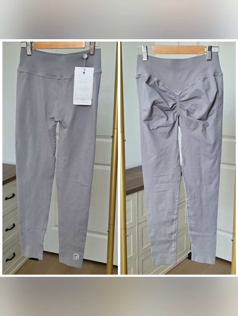 NWT Bombshell Sportswear Leaggings L/XL, Gray, Butt Scrunch